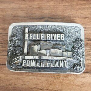 Belle River Power Plant Belt Buckle Metal St. Clair Michigan Detroit Edison